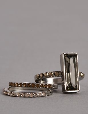 Statement Baguette Stacker Diamant&eacute; Ring MADE WITH SWAROVSKI&reg; ELEMENTS